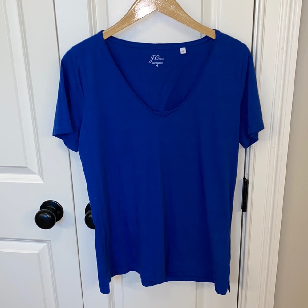 Supima cotton Medium M tee J Crew blue raw edging